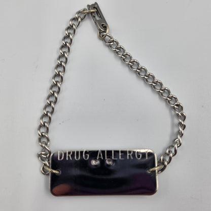 Stainless Steel Medical ID Drug Allergy 8" Bracelet and Penicillan Allergy 26" Necklace