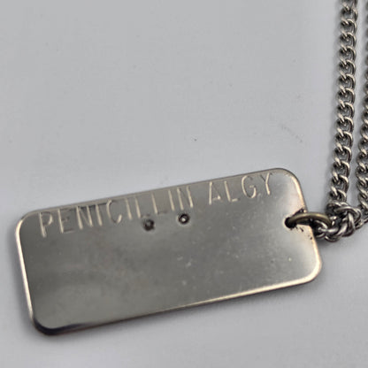 Stainless Steel Medical ID Drug Allergy 8" Bracelet and Penicillan Allergy 26" Necklace