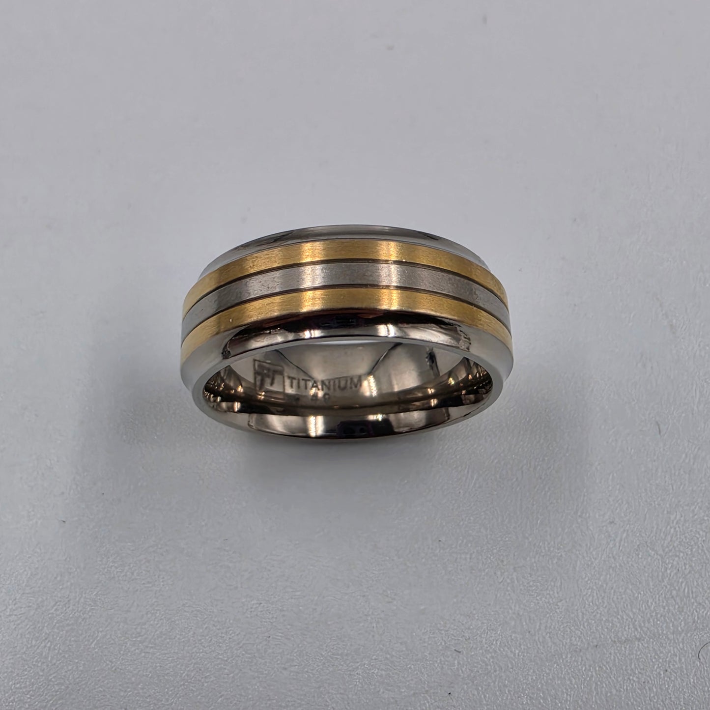 Titanium/ Gold and Silver Tone Men's Ring Size 9