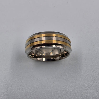 Titanium/ Gold and Silver Tone Men's Ring Size 9