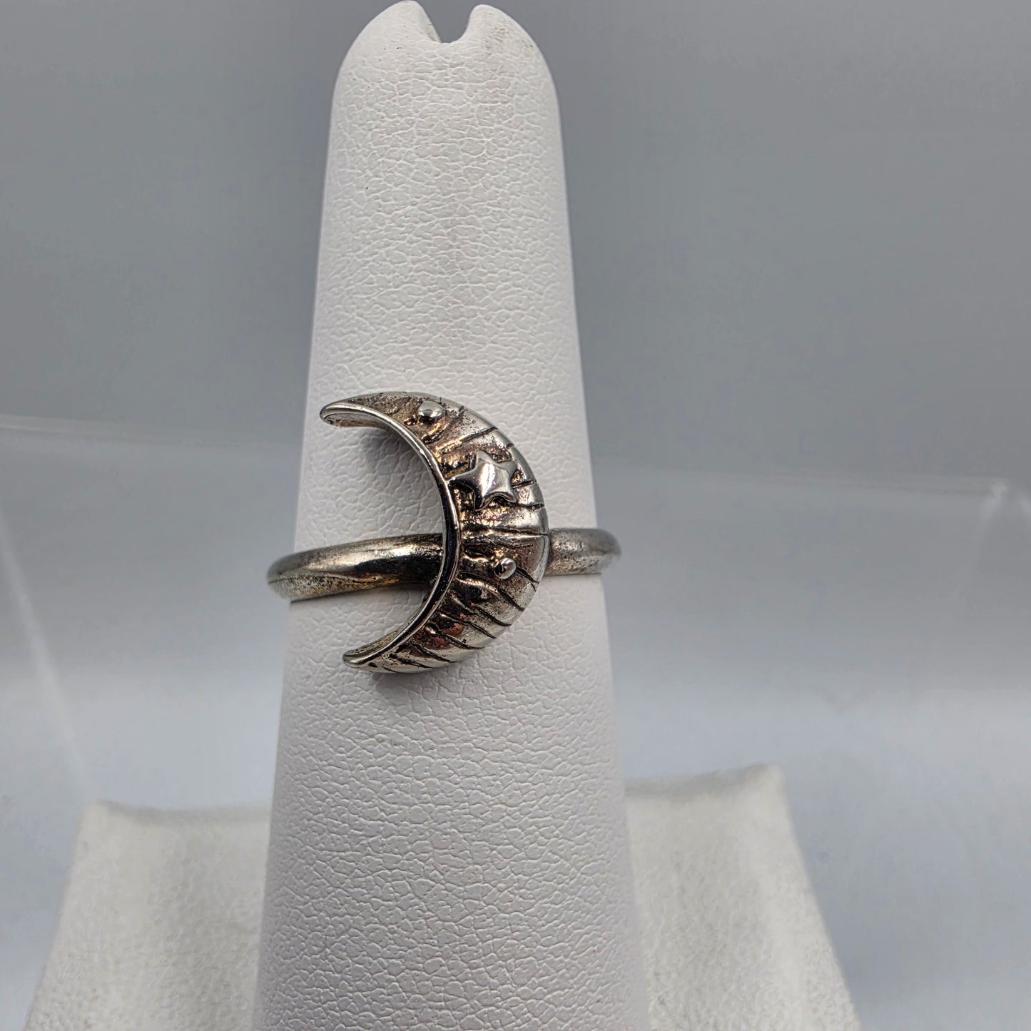 Sterling Silver Crescent Moon Ring Size 5.75