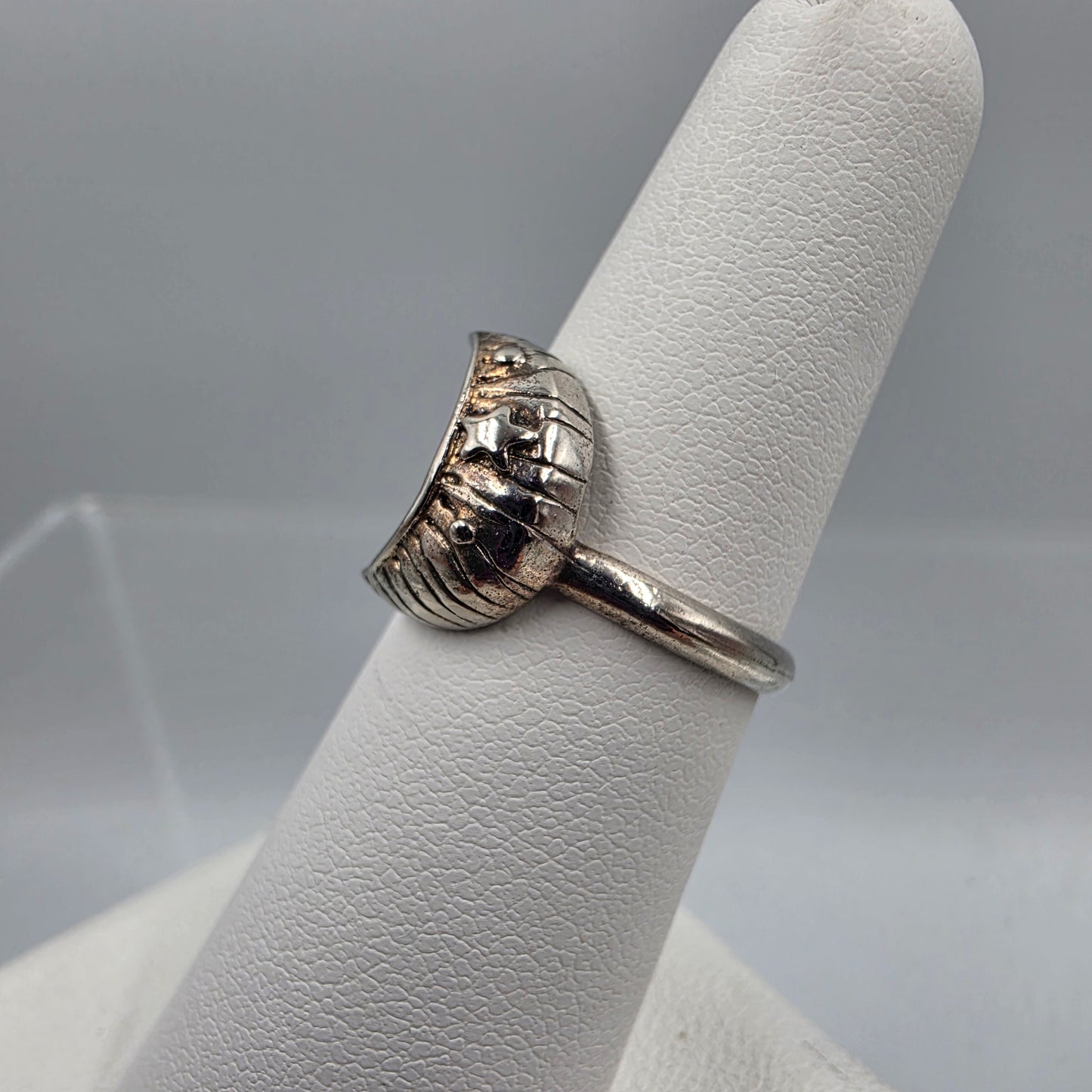 Sterling Silver Crescent Moon Ring Size 5.75