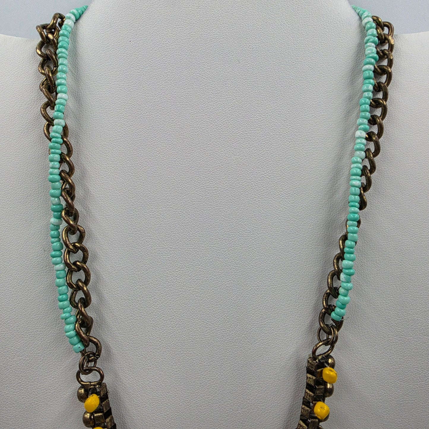 18" Multi Layer Multi Color Glass and Acrylic Bead Necklace