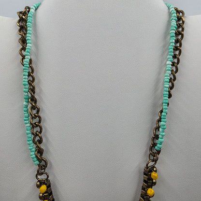 18" Multi Layer Multi Color Glass and Acrylic Bead Necklace