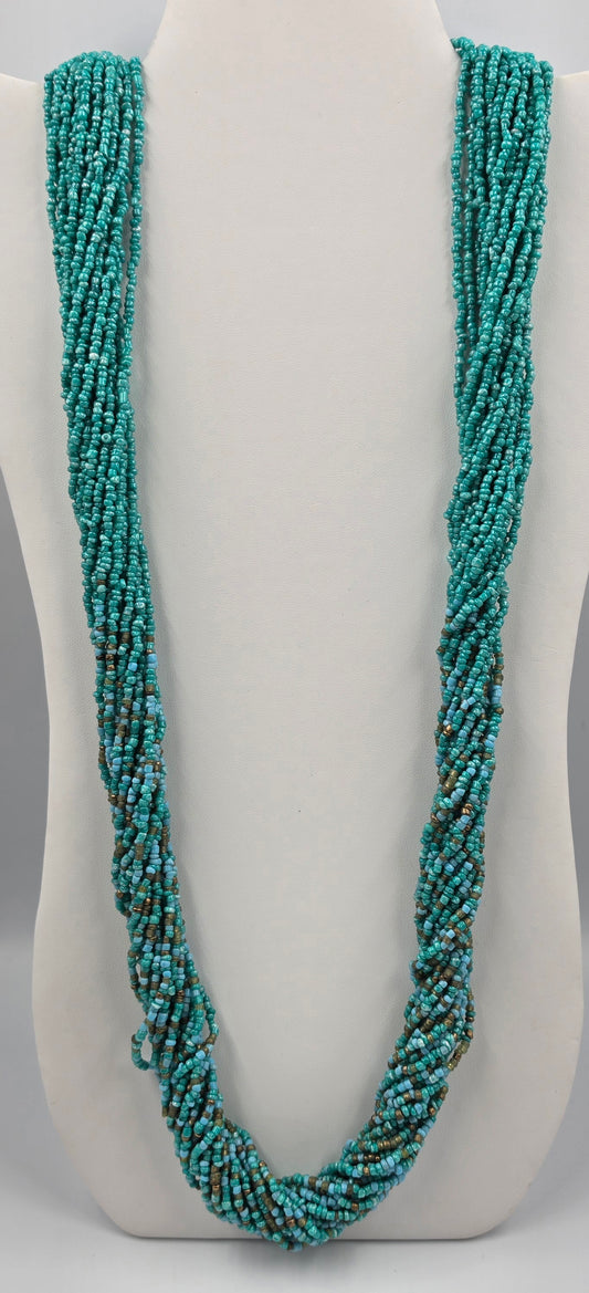33"-36" Adjustable Multi Layer Acrylic Turquoise Beaded Twist Necklace