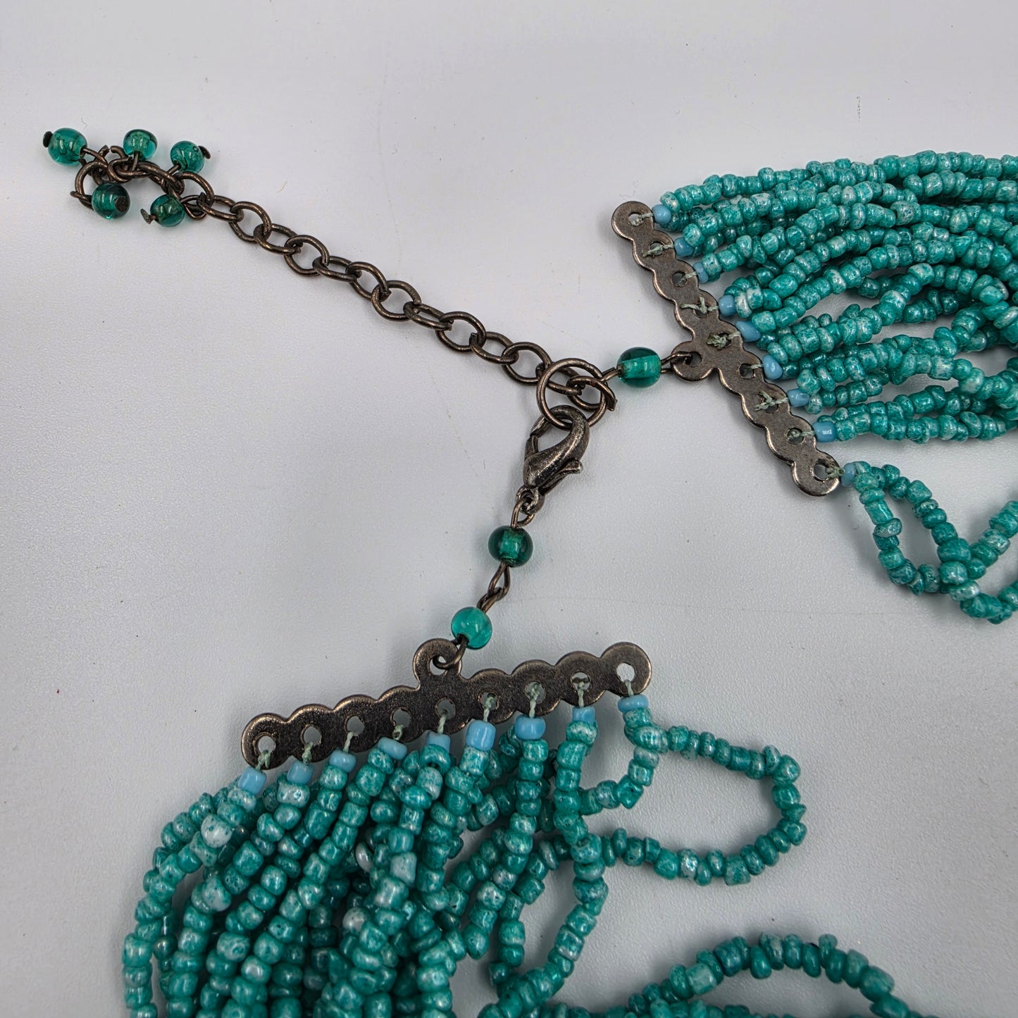 33"-36" Adjustable Multi Layer Acrylic Turquoise Beaded Twist Necklace