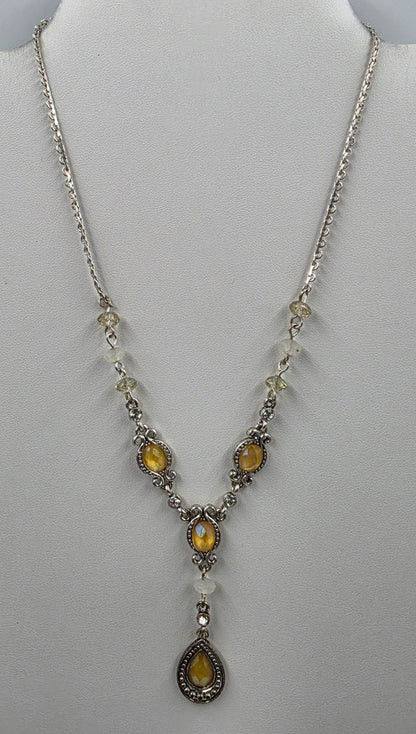 AVON 16"-19" Adjustable Yellow/Clear Iridescent Necklace