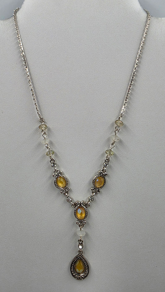 AVON 16"-19" Adjustable Yellow/Clear Iridescent Necklace