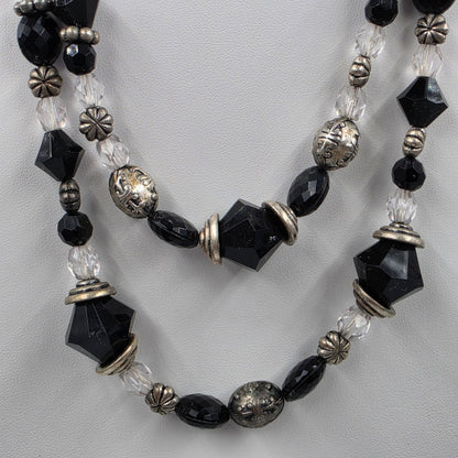 PREMIER DESIGNS 15"-18" Adjustable Black and Silver Beaded Multi Layer Necklace