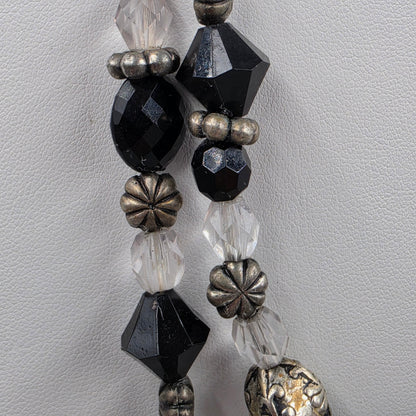 PREMIER DESIGNS 15"-18" Adjustable Black and Silver Beaded Multi Layer Necklace