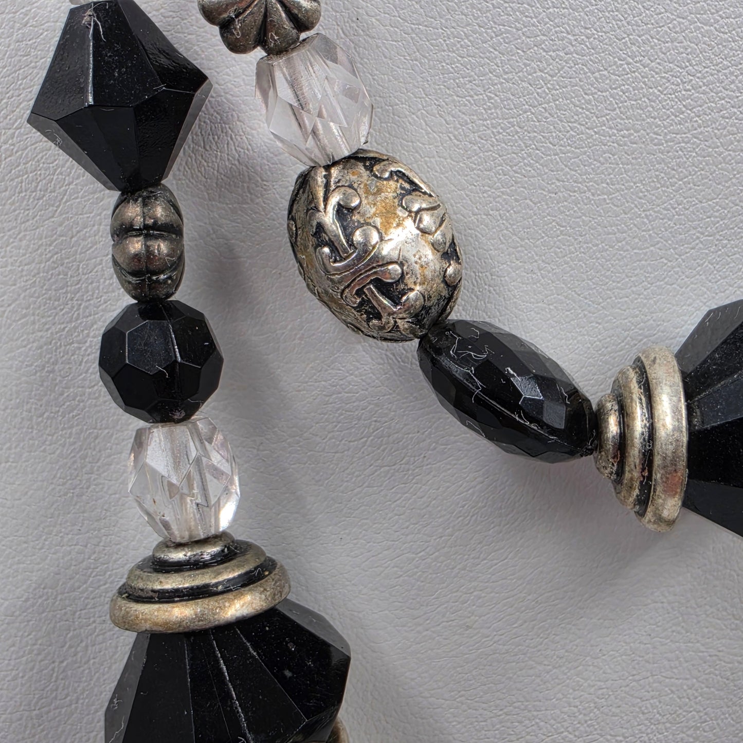 PREMIER DESIGNS 15"-18" Adjustable Black and Silver Beaded Multi Layer Necklace