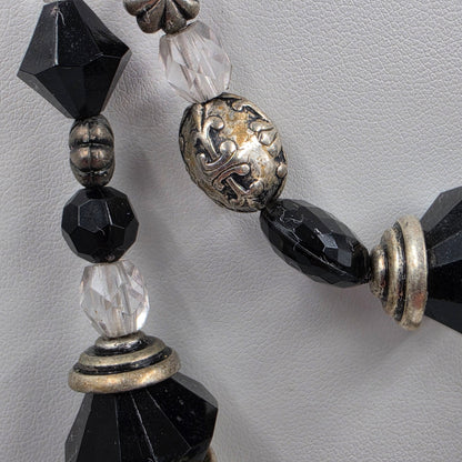 PREMIER DESIGNS 15"-18" Adjustable Black and Silver Beaded Multi Layer Necklace