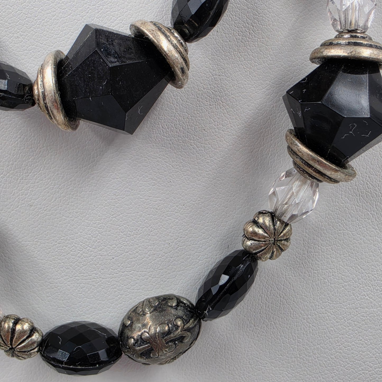 PREMIER DESIGNS 15"-18" Adjustable Black and Silver Beaded Multi Layer Necklace