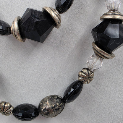 PREMIER DESIGNS 15"-18" Adjustable Black and Silver Beaded Multi Layer Necklace