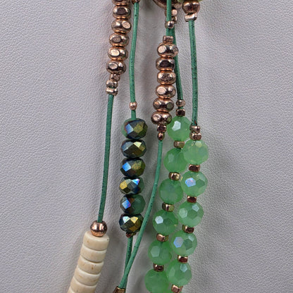 16"-17" Iridescent Green/Mint/Silver Glass Beaded Necklace