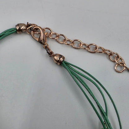 16"-17" Iridescent Green/Mint/Silver Glass Beaded Necklace