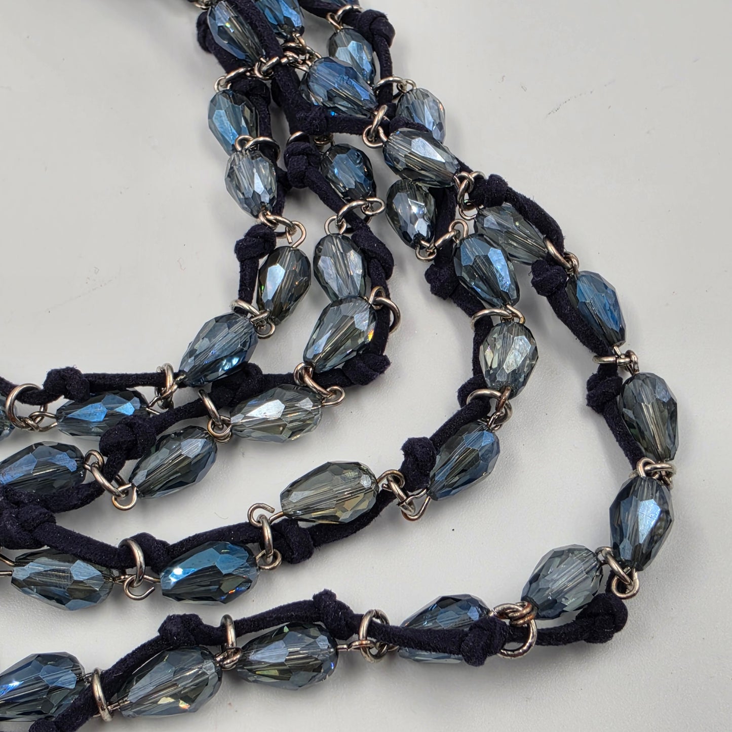CHARMING CHARLIE 20"-22" Adjustable Blue Acrylic Bead Multi Layer Necklace
