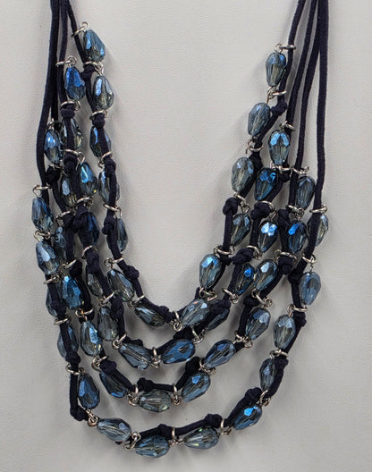 CHARMING CHARLIE 20"-22" Adjustable Blue Acrylic Bead Multi Layer Necklace
