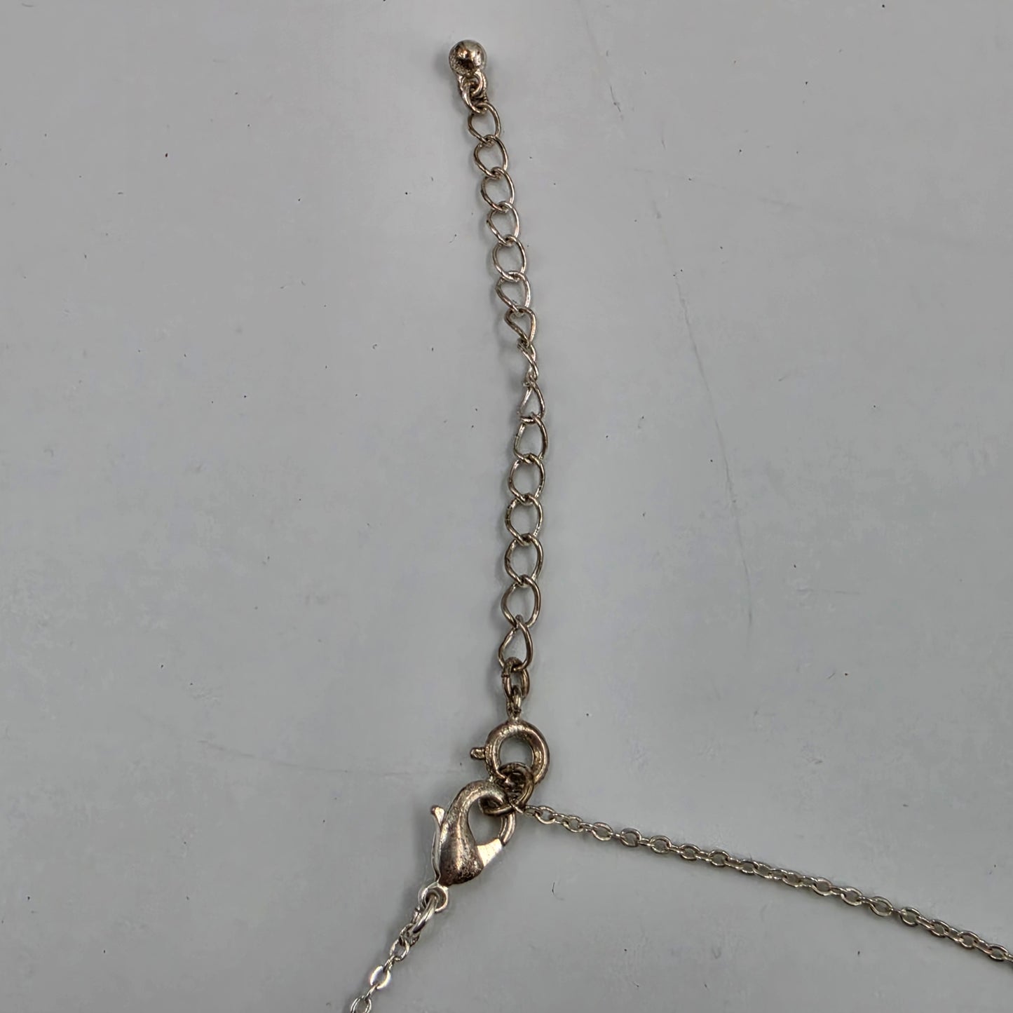 16"-19" Clear Rhinestone Bar Pendant/ Silver Tone Necklace