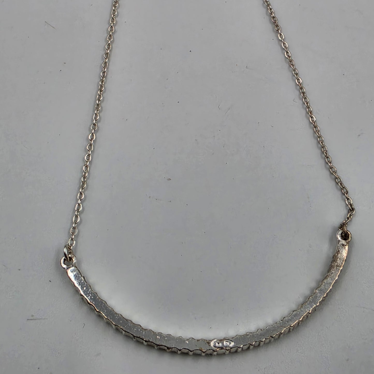 16"-19" Clear Rhinestone Bar Pendant/ Silver Tone Necklace