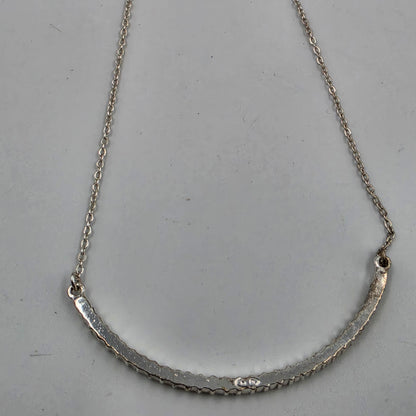 16"-19" Clear Rhinestone Bar Pendant/ Silver Tone Necklace