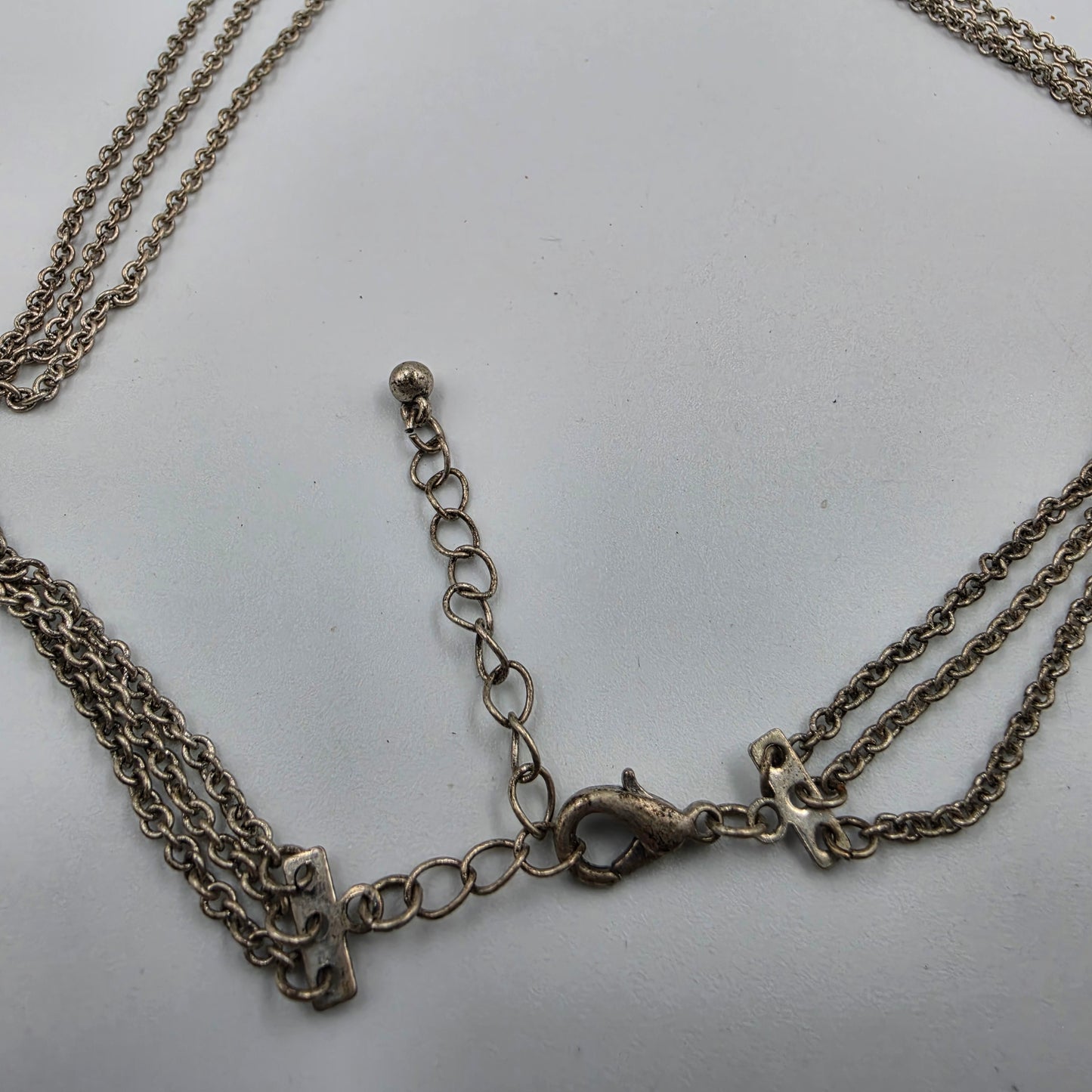 Smoky Quartz Crystal Point Pendant/Lariat Style Multi Strand Necklace