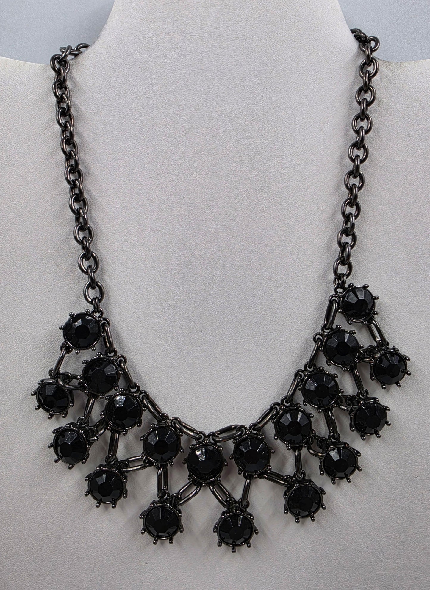 16"-19" Black Acrylic Beaded Statement Necklace