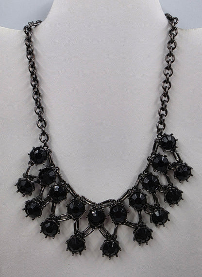 16"-19" Black Acrylic Beaded Statement Necklace