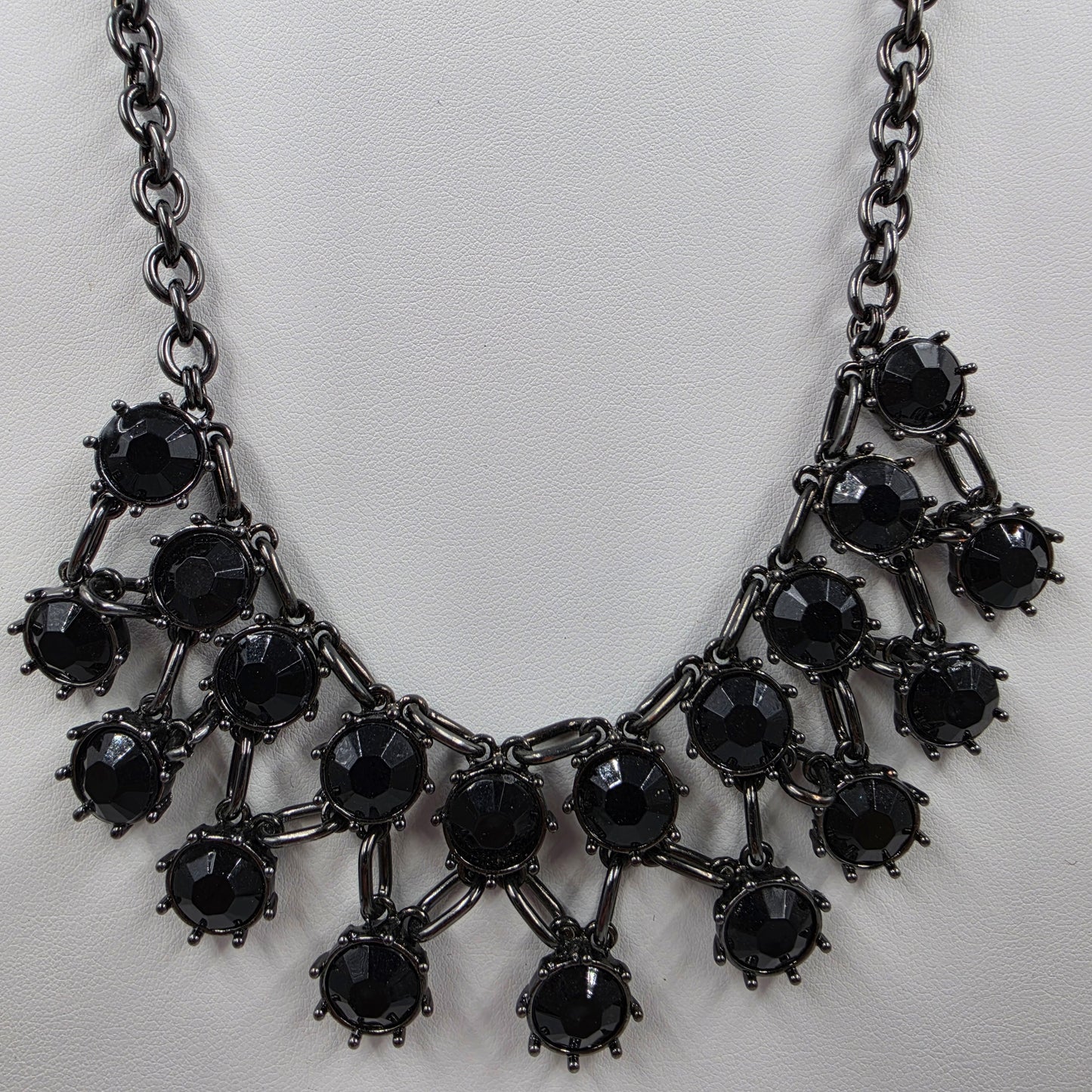 16"-19" Black Acrylic Beaded Statement Necklace