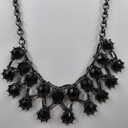 16"-19" Black Acrylic Beaded Statement Necklace