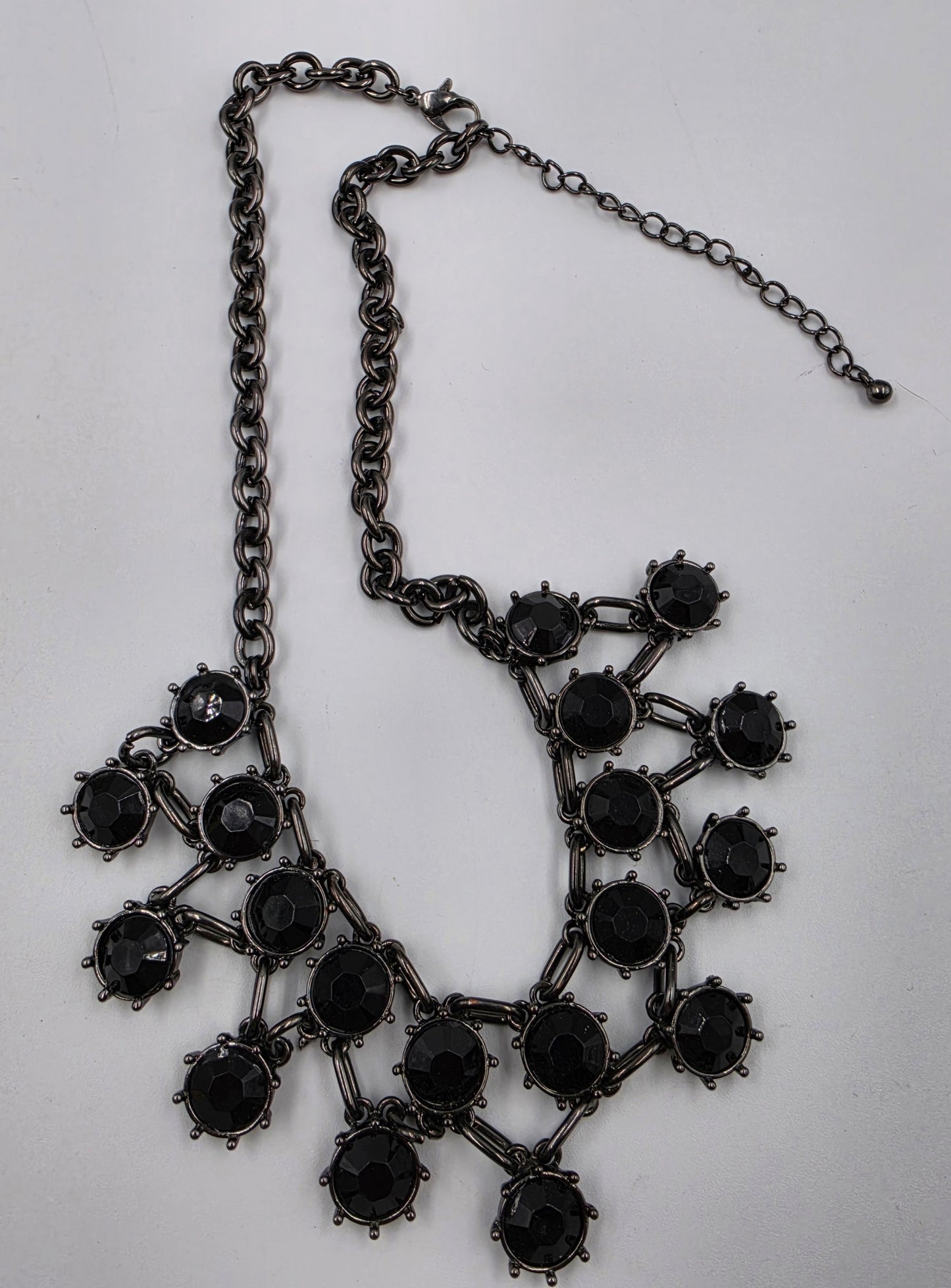 16"-19" Black Acrylic Beaded Statement Necklace