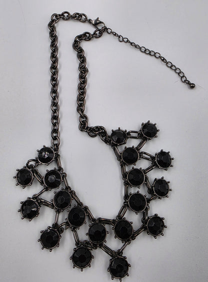 16"-19" Black Acrylic Beaded Statement Necklace