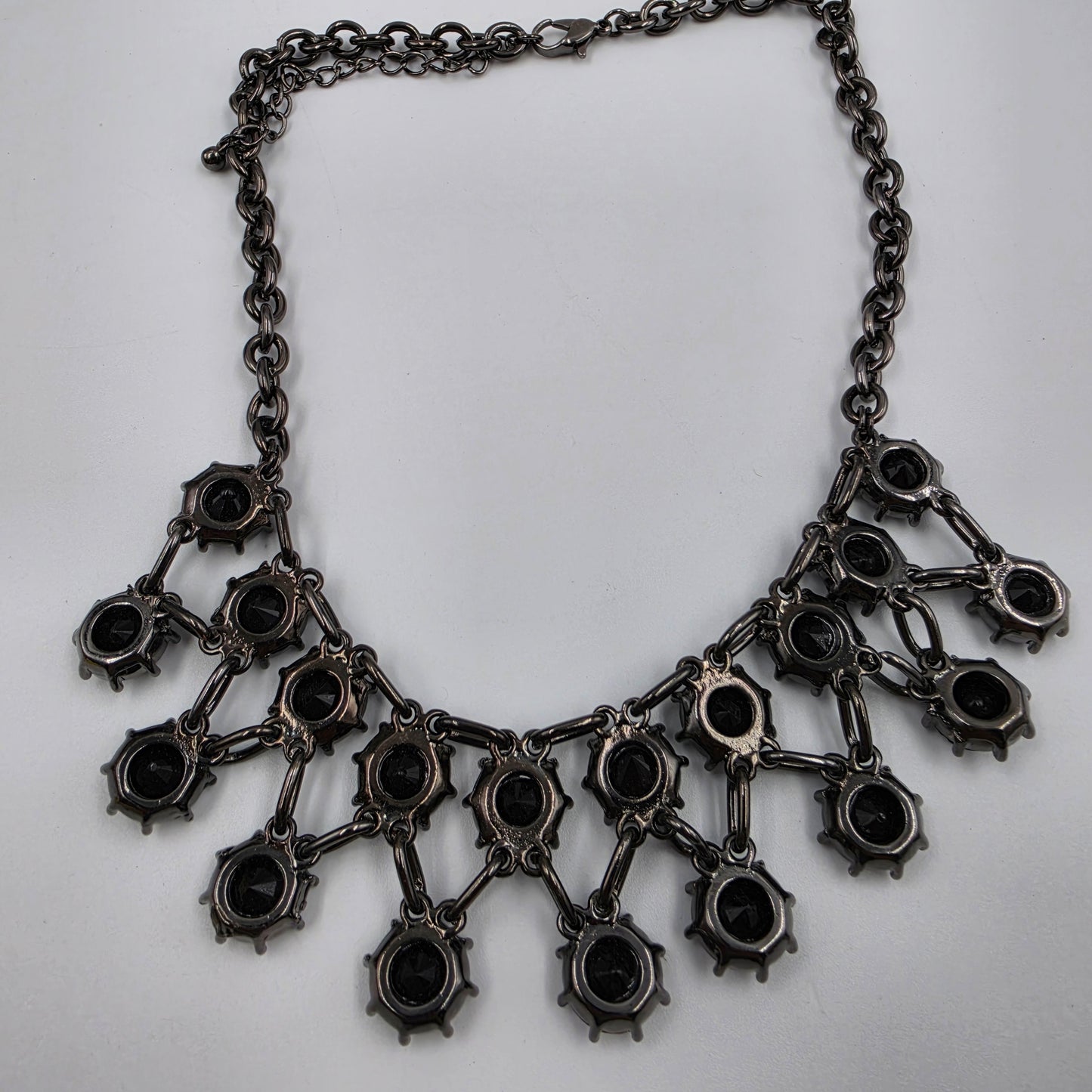 16"-19" Black Acrylic Beaded Statement Necklace