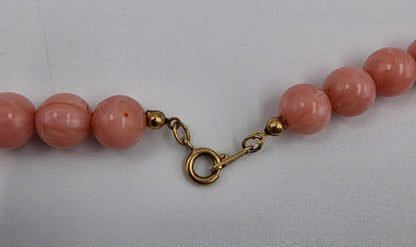AVON 18" Marbled Pink Bead 9mm/ Enamel Inlaid/ahold Tone Pendant " Draped Elegance" Necklace