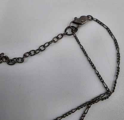 15"-17" Pink/Brown Glass Rhinestone/Black Chain Necklace
