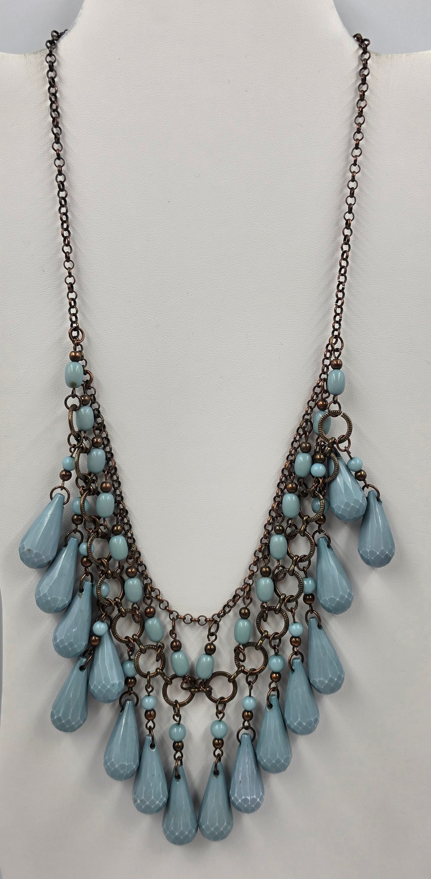20"-24" Blue Acrylic Beaded Statement Necklace