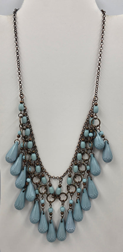 20"-24" Blue Acrylic Beaded Statement Necklace