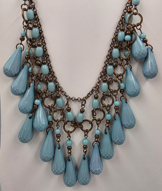 20"-24" Blue Acrylic Beaded Statement Necklace