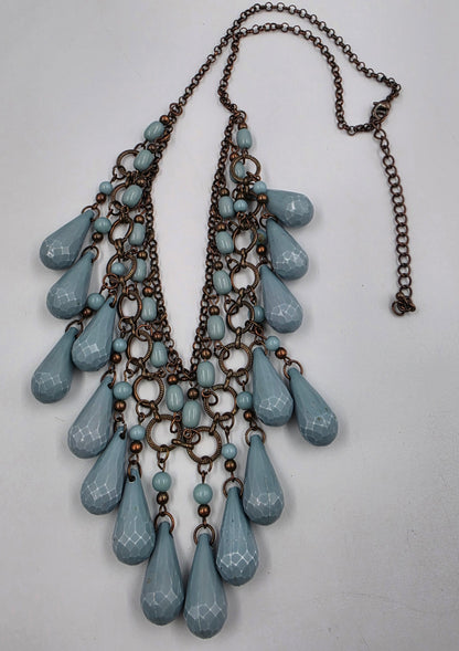 20"-24" Blue Acrylic Beaded Statement Necklace