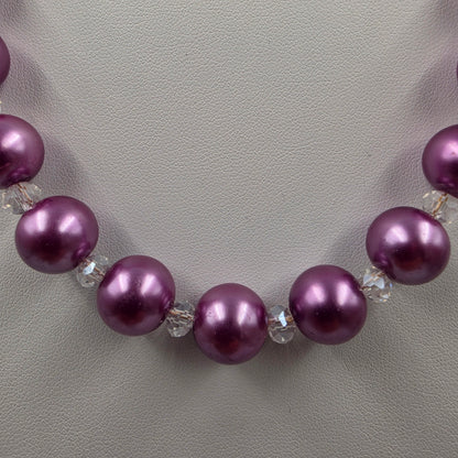 16.5" Lavender/Cream 12mm Bead Necklace