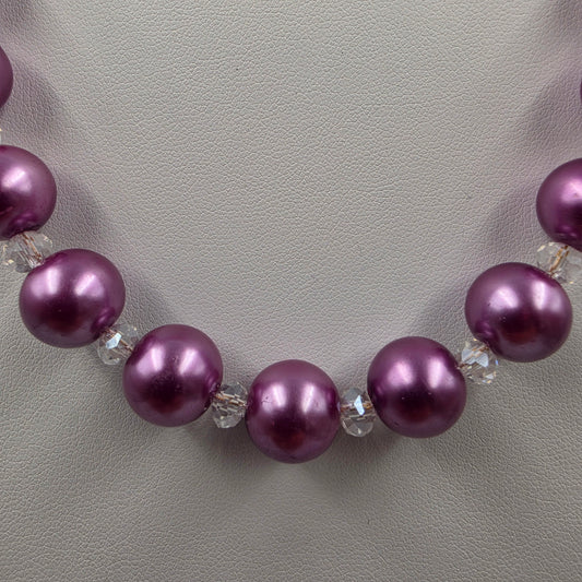 16.5" Lavender/Cream 12mm Bead Necklace