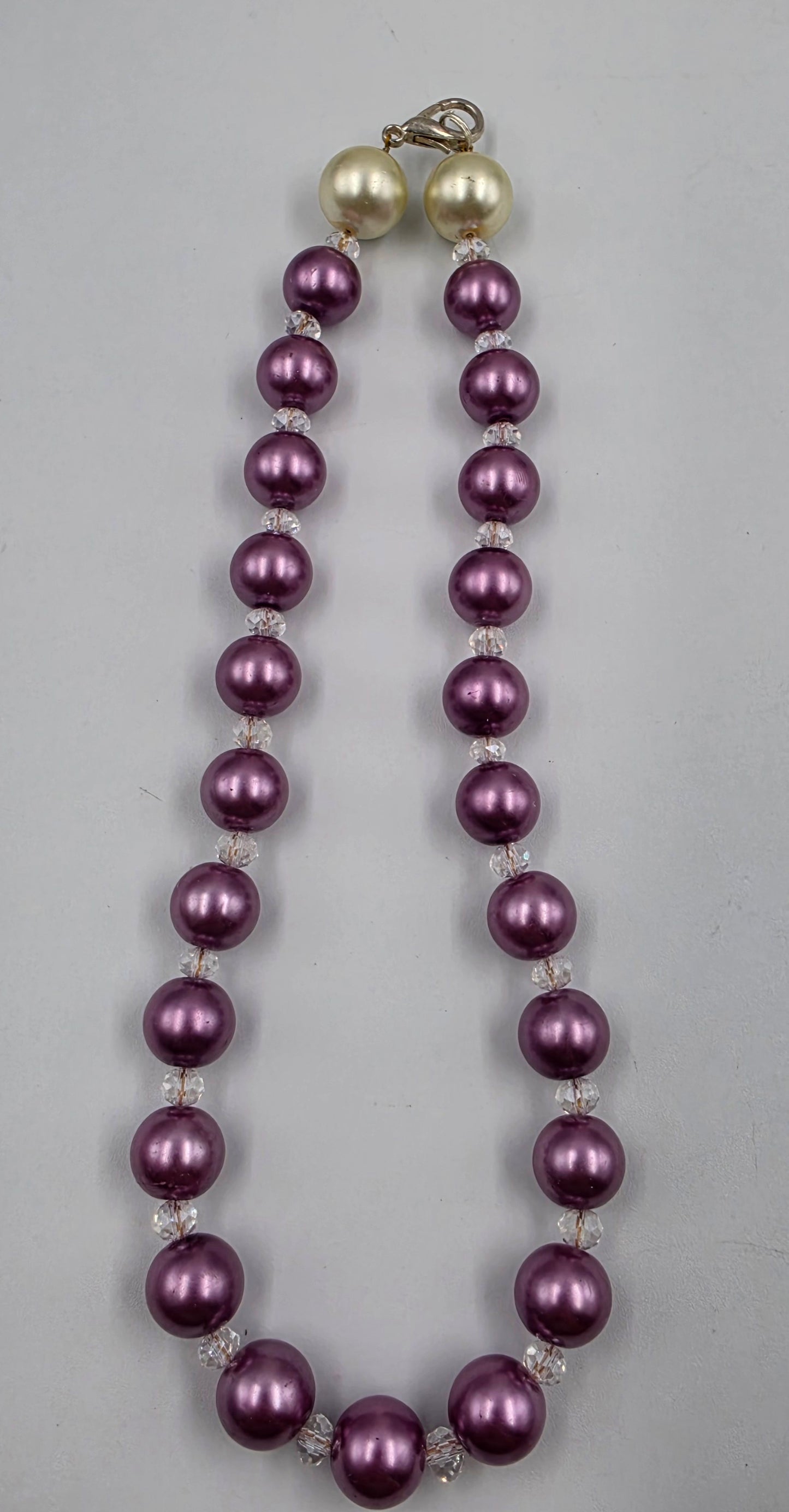 16.5" Lavender/Cream 12mm Bead Necklace