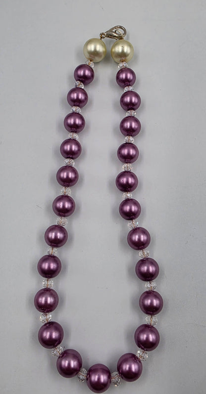 16.5" Lavender/Cream 12mm Bead Necklace