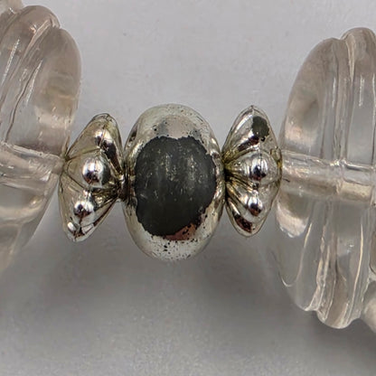 25" Clear Lucite Bead/Faux Pearl/Silver Necklace