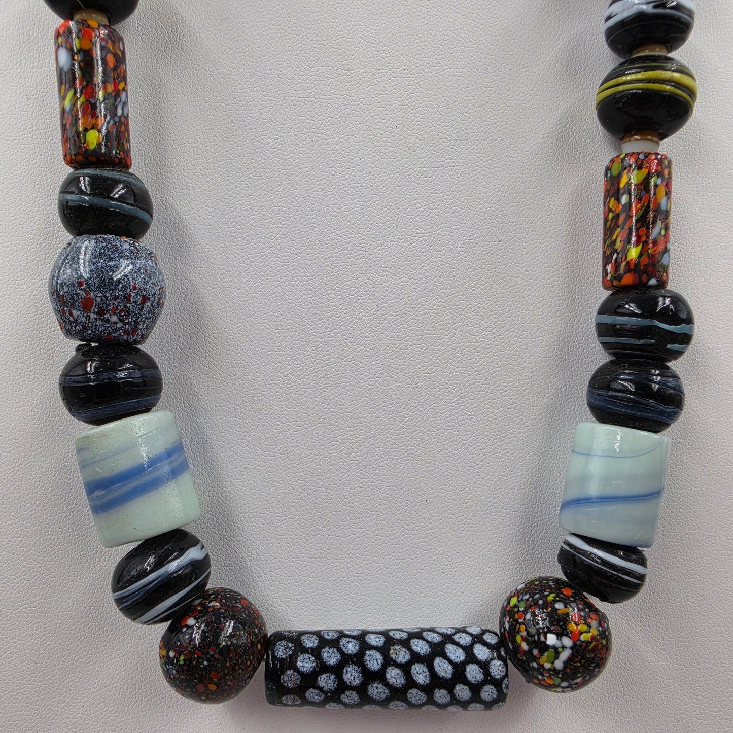19.5" Multi Color Venetian Style Glass Mosaic Bead Necklace