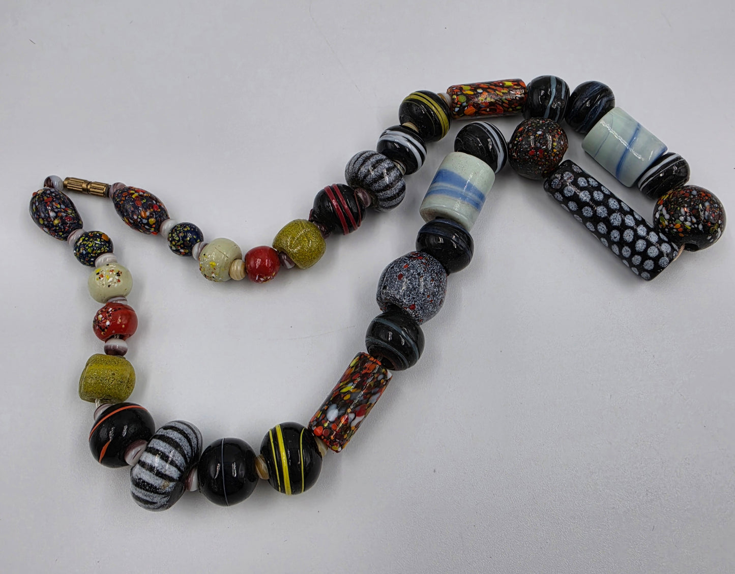 19.5" Multi Color Venetian Style Glass Mosaic Bead Necklace