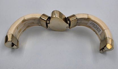 BOUGAINVILLEA  6.75" Water Buffalo Bone/Agate/Gold Tone White Metal Cuff Bracelet