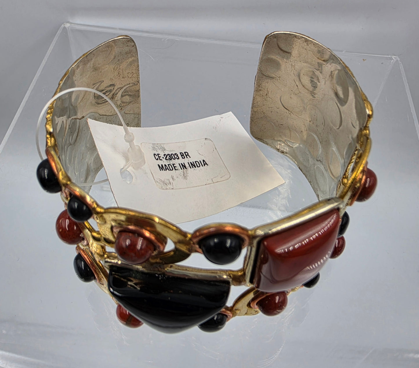 DAVID JEFFERY  7" Red Jasper/Black Onyx/ Gold Tone White Metal