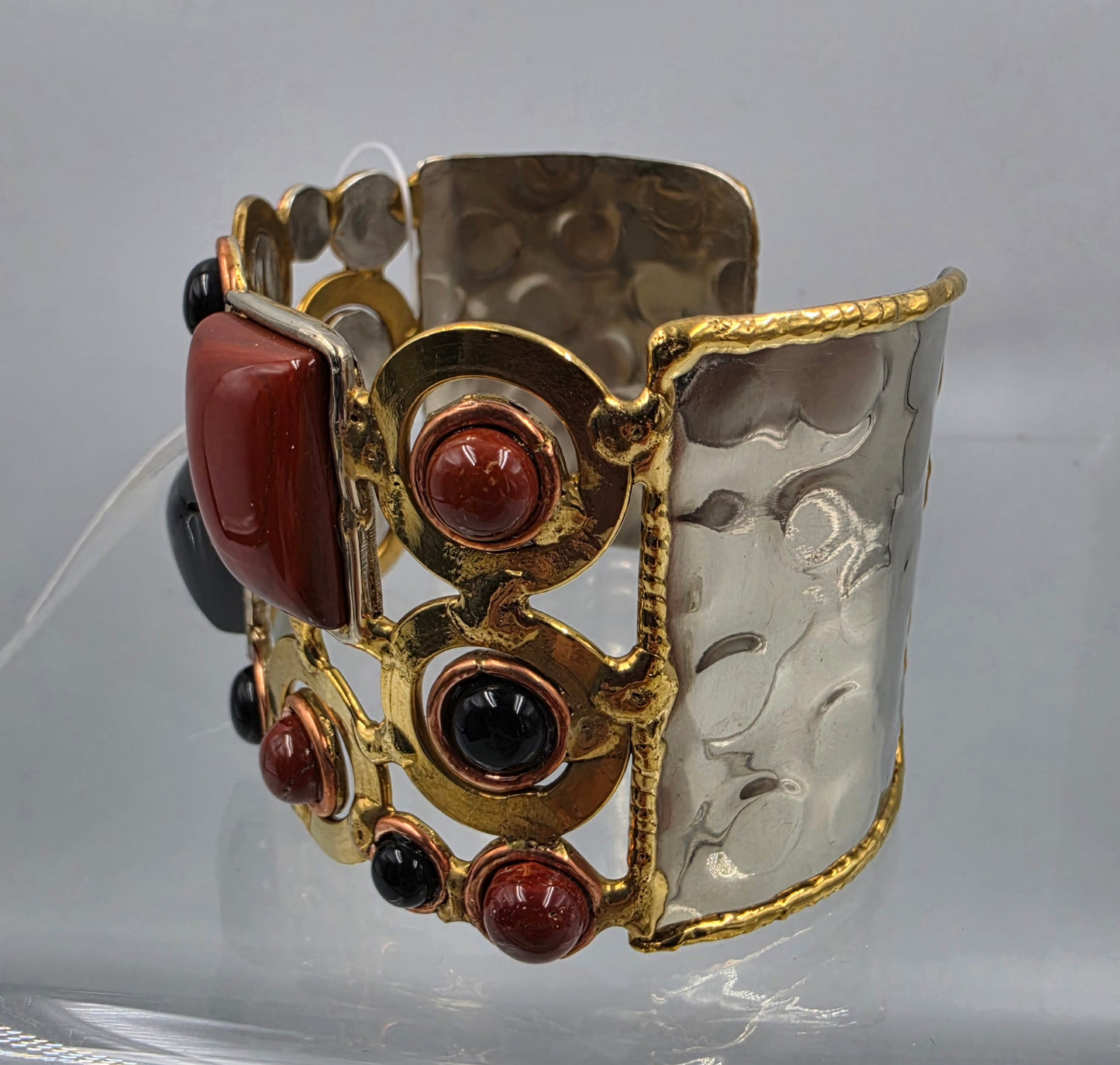 DAVID JEFFERY  7" Red Jasper/Black Onyx/ Gold Tone White Metal