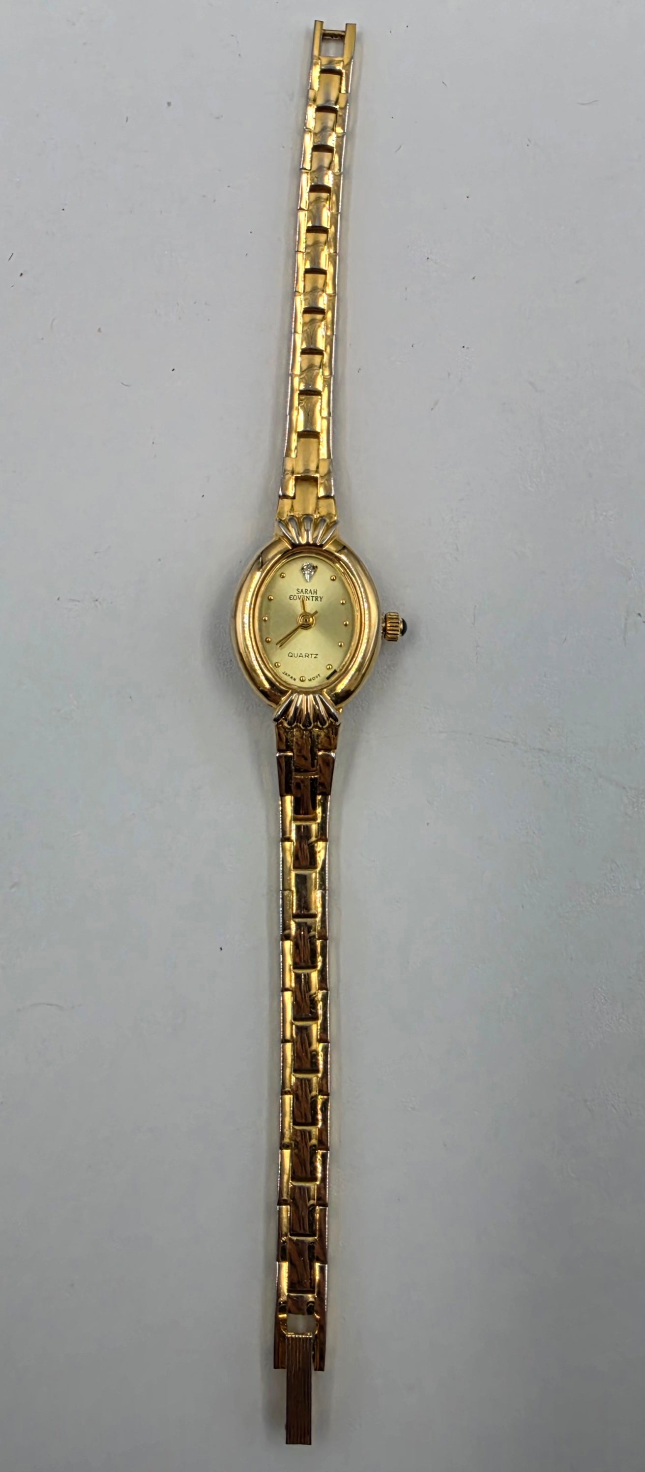 SARAH COVENTRY 1980's-90's Gold Tone Quartz Analog Vintage 6.25" Watch